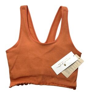 NEW Spiritual‎ Gangster Crop Tank Shelf Bra Womens S/XS Orange Yoga Top